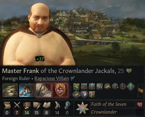 Frank Reynolds (AGOT) CK3 character DNA preset preview