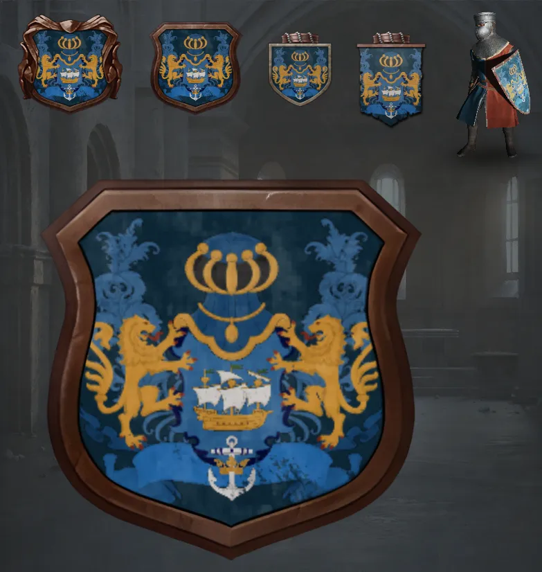 Dithmarschen dynasty coat of arms in blue and gold